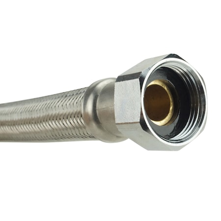 Apollo 3/4 in. Push-to-Connect x 3/4 in. FPT x 18 in. Braided Stainless Steel Water Heater Connector w/ BV FSBBS34F18BV